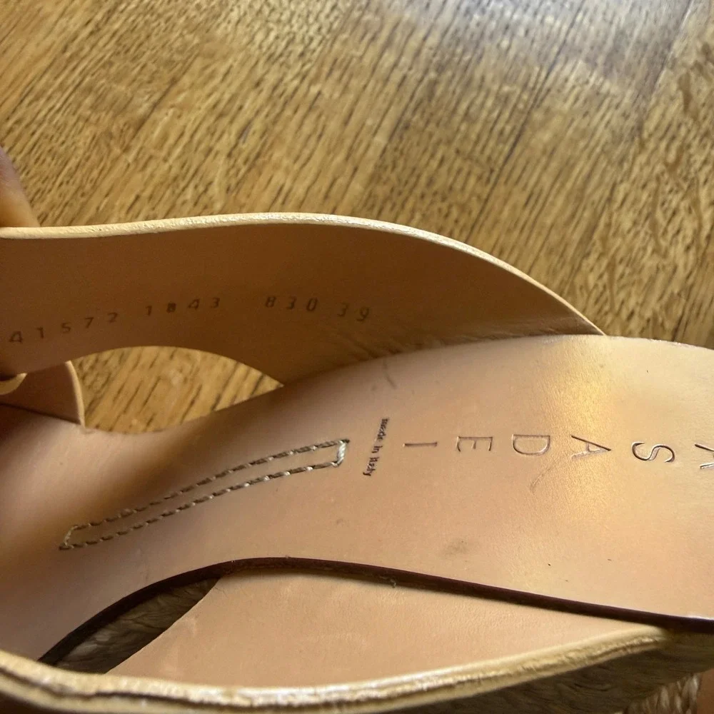 Casadei Tan Leather Crisscross Espadrille Platform Wedge Sandals Made in Italy 9